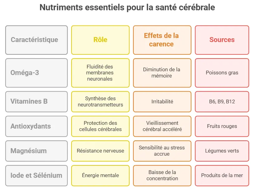 cerveau nutriments essentiels